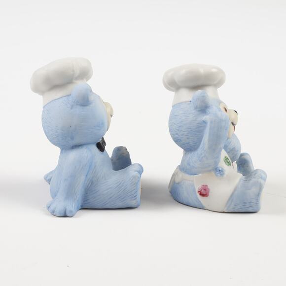 Chef Blue Bear Ceramic Salt & Pepper Shaker Set & Stoppers Made In Korea - Picture 2 of 6